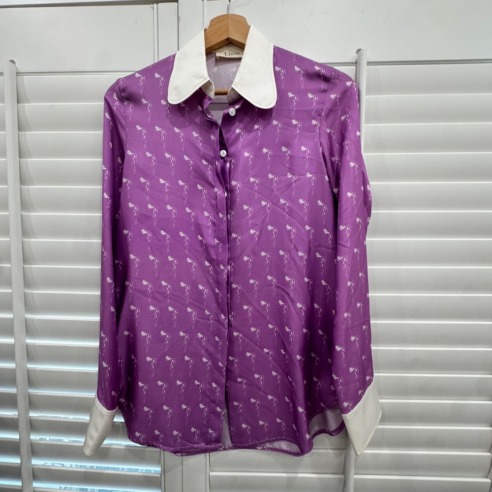 Lisou Purple Silk Printed Shirt